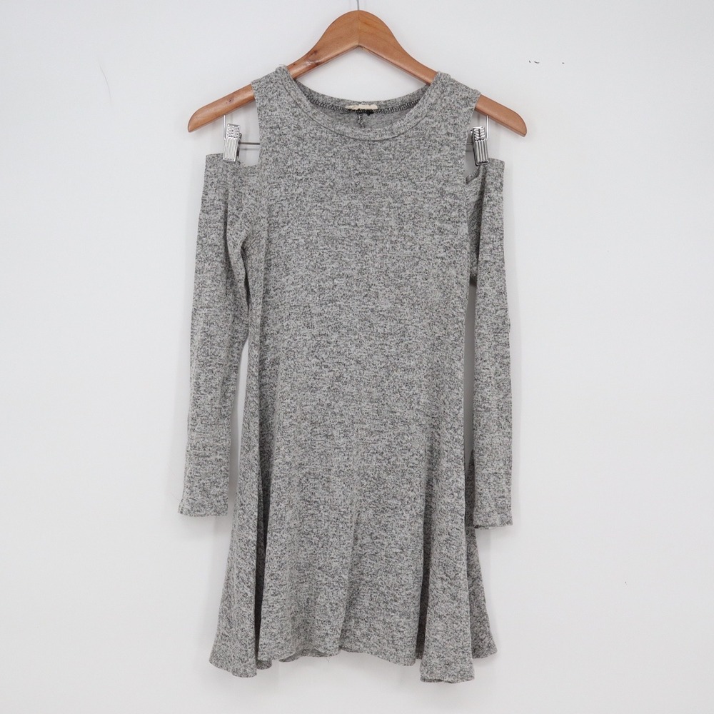 Pink Dress Womens Medium Cold Shoulder Gray Marled Fit Flare Mini Excellent